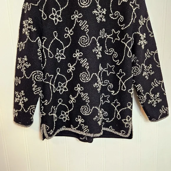 Vintage Geiger Collections Black Wool Coat Austrian Tailored Embroidery Size 40 - Picture 11 of 16